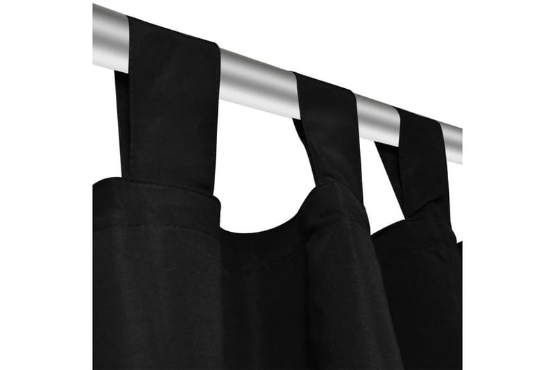 2-pack gardiner med öglor i svart microsatin 140x225 cm - Svart - Gardiner & gardinupphängning