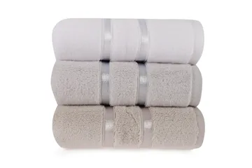 Ashburton Handduk 3-pack - Vit/Ljusblå/Ljusbrun - Textilier & mattor - Badrumstextilier - Handduk