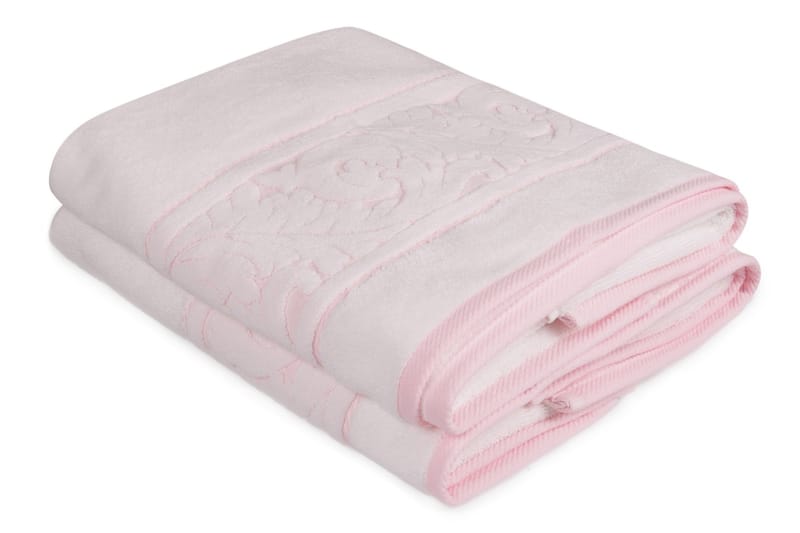 HOBBY Badhandduk 70x140 2-pack Vit/Rosa - Textilier & mattor - Badrumstextilier - Badlakan & badhandduk