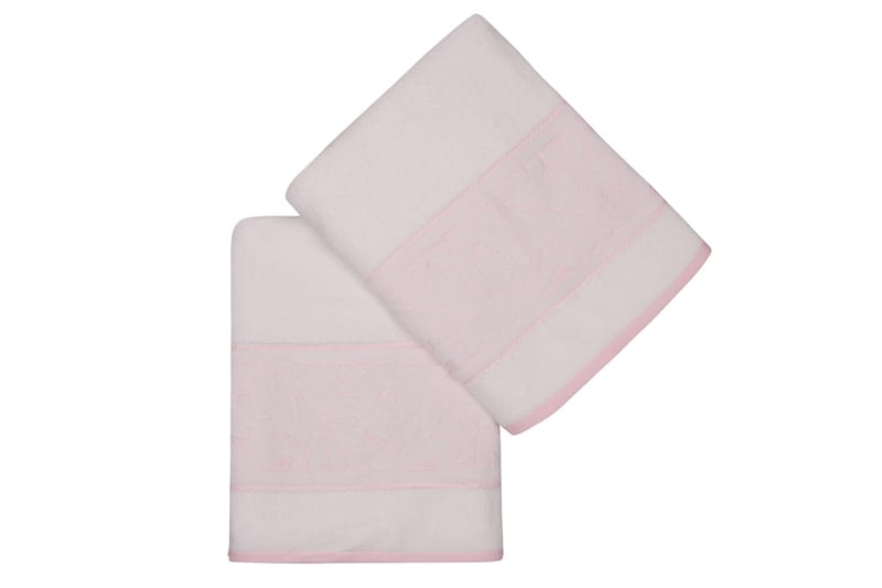 HOBBY Badhandduk 70x140 2-pack Vit/Rosa - Textilier & mattor - Badrumstextilier - Badlakan & badhandduk