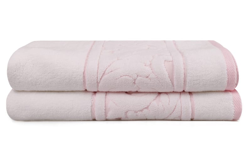 HOBBY Badhandduk 70x140 2-pack Vit/Rosa - Textilier & mattor - Badrumstextilier - Badlakan & badhandduk
