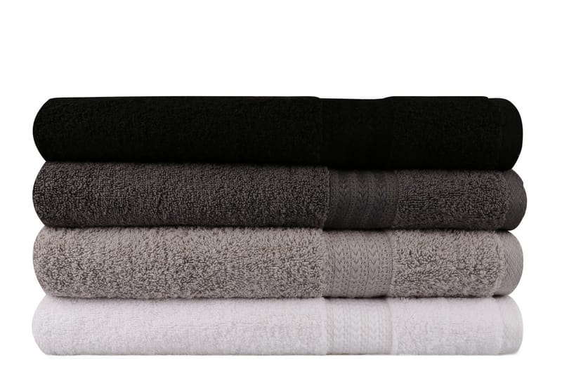 Hobby Badhandduk 70x140 cm 4-pack - Vit/Grå/Mörkgrå/Svart - Textilier & mattor - Badrumstextilier - Badlakan & badhandduk