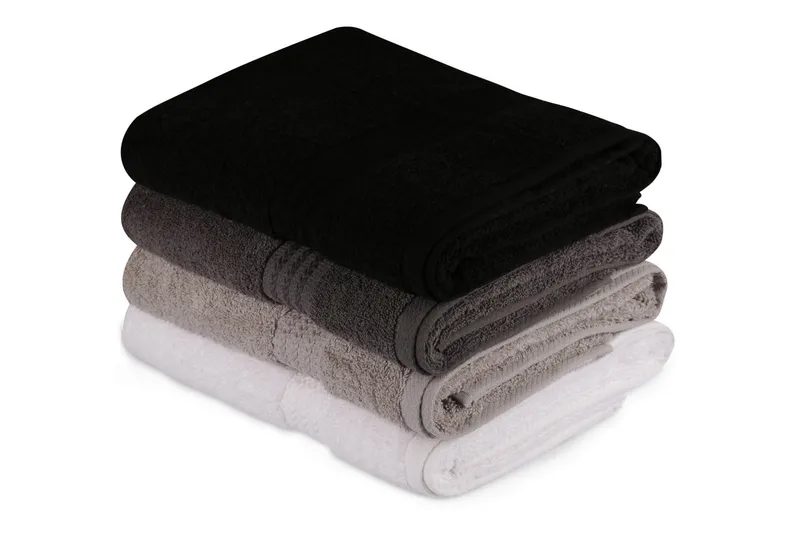Hobby Badhandduk 70x140 cm 4-pack - Vit/Grå/Mörkgrå/Svart - Textilier & mattor - Badrumstextilier - Badlakan & badhandduk