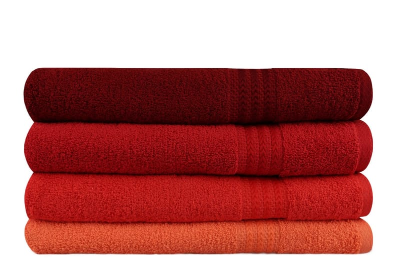 Hobby Badhandduk 70x140 cm 4-pack - Orange/Röd/Rosa - Textilier & mattor - Badrumstextilier - Badlakan & badhandduk