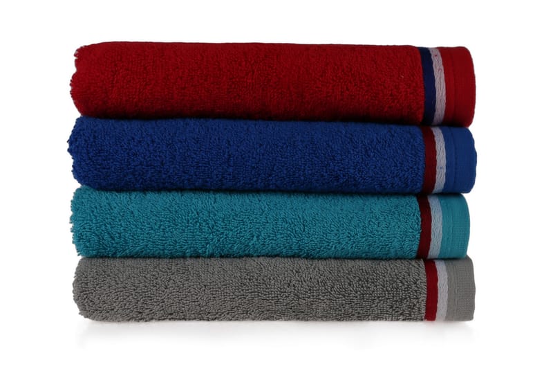 DENBIGH Handduk 4-pack Röd/Grå/Turkos/Blå - Textilier & mattor - Badrumstextilier - Handduk