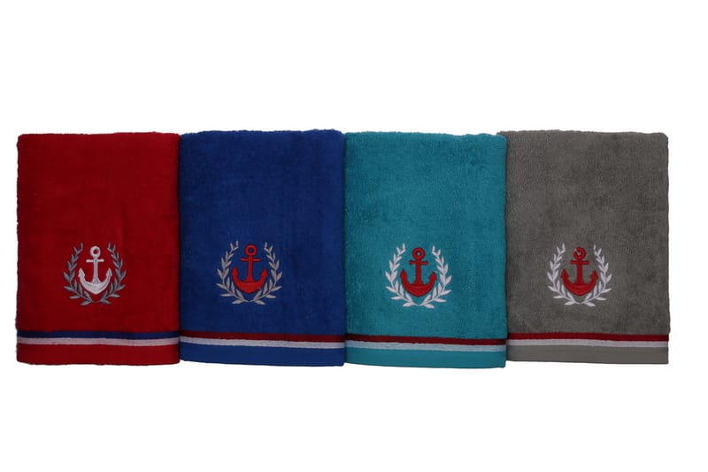 DENBIGH Handduk 4-pack Röd/Grå/Turkos/Blå - Textilier & mattor - Badrumstextilier - Handduk