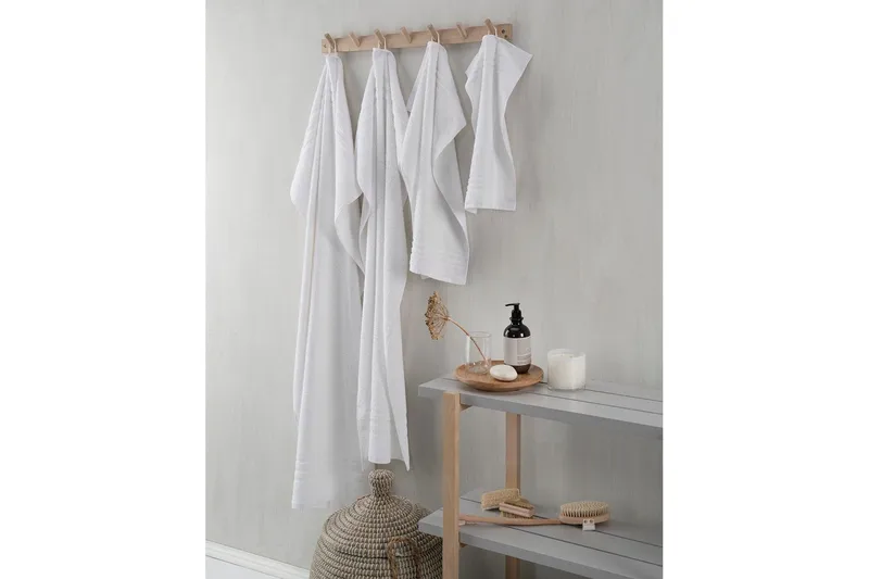 Duschhandduk Basic Frotté 65 x 130 cm - Vit - Textilier & mattor - Badrumstextilier - Handduk
