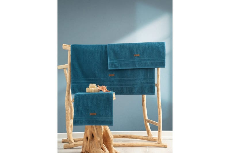 Handduksset (3 delar) Loraford Petrolblå - Petrolblå - Textilier & mattor - Badrumstextilier - Handduk