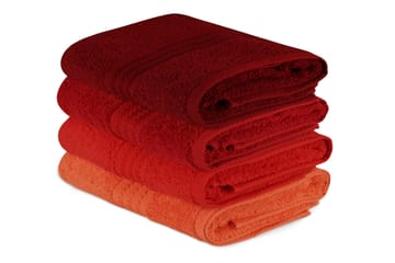 HOBBY Handduk 50x90 4-pack Orange/Röd/Rosa