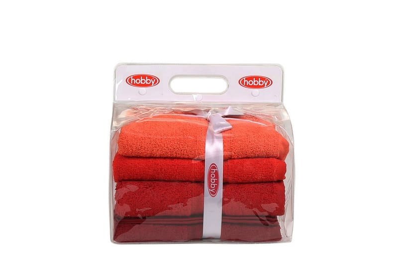 HOBBY Handduk 50x90 4-pack Orange/Röd/Rosa - Handduk - Badrumstextilier