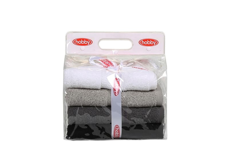 HOBBY Handduk 50x90 4-pack Vit/Grå/Mörkgrå/Svart - Textilier & mattor - Badrumstextilier - Handduk