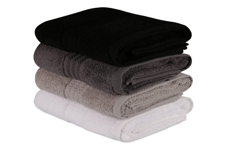 HOBBY Handduk 50x90 4-pack Vit/Grå/Mörkgrå/Svart - Textilier & mattor - Badrumstextilier - Handduk