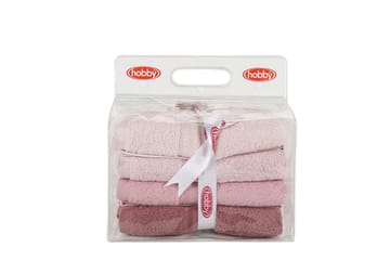 Hobby Handduk 50x90 cm 4-pack - Ljusrosa/Creme - Textilier & mattor - Badrumstextilier - Handduk