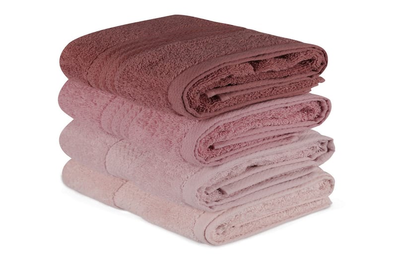 Hobby Handduk 50x90 cm 4-pack, Ljusrosa/Creme