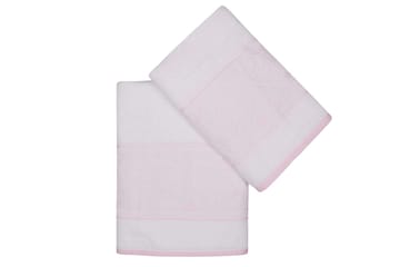 HOBBY Handduk Set om 2 Vit/Rosa - Textilier & mattor - Badrumstextilier - Handduk