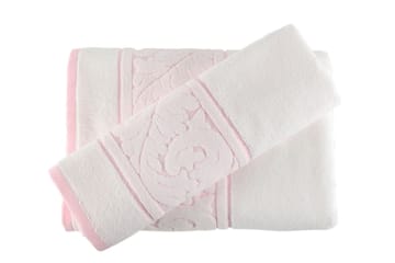 HOBBY Handduk Set om 2 Vit/Rosa - Textilier & mattor - Badrumstextilier - Handduk