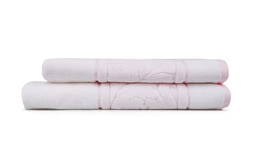 HOBBY Handduk Set om 2 Vit/Rosa - Textilier & mattor - Badrumstextilier - Handduk