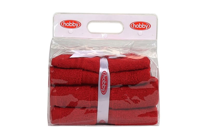 HOBBY Handduk Set om 3 Röd - Badrumstextilier