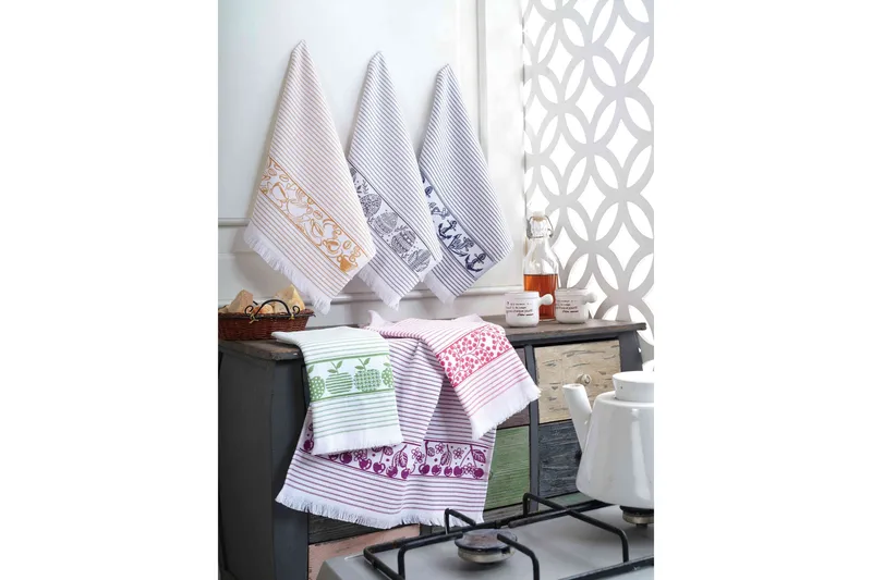 Landercost Tvättlapp 6-pack, Vit/Blå/Grå/Rosa/Lila/Grön/Gul