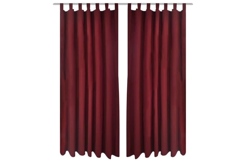 2-pack gardiner med öglor i vinröd microsatin 140x225 cm - Röd - Gardiner & gardinupphängning