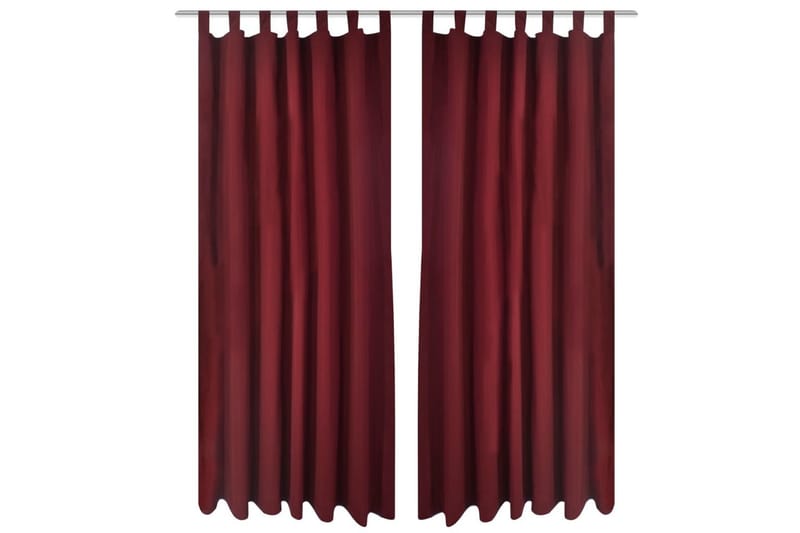 2-pack gardiner med öglor i vinröd microsatin 140x175 cm - Gardiner & gardinupphängning