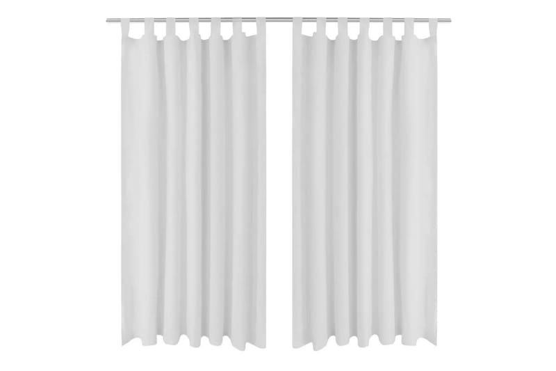 2-pack gardiner med öglor i vit microsatin 140x245 cm - Textilier & mattor - Gardiner & gardinupphängning