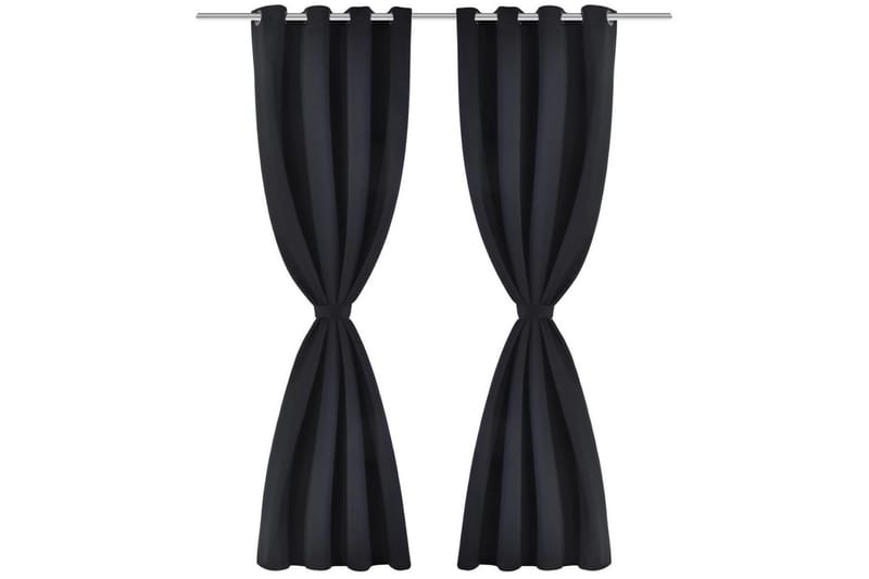 2-pack svarta mörkläggningsgardiner med metallringar 135x245 - Textilier & mattor - Gardiner & gardinupphängning