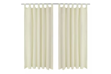 2-pack gardiner med öglor i gräddvit microsatin 140x245 cm