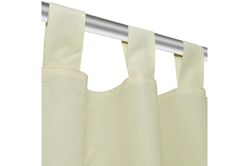 2-pack gardiner med öglor i gräddvit microsatin 140x175 cm - Gardiner & gardinupphängning
