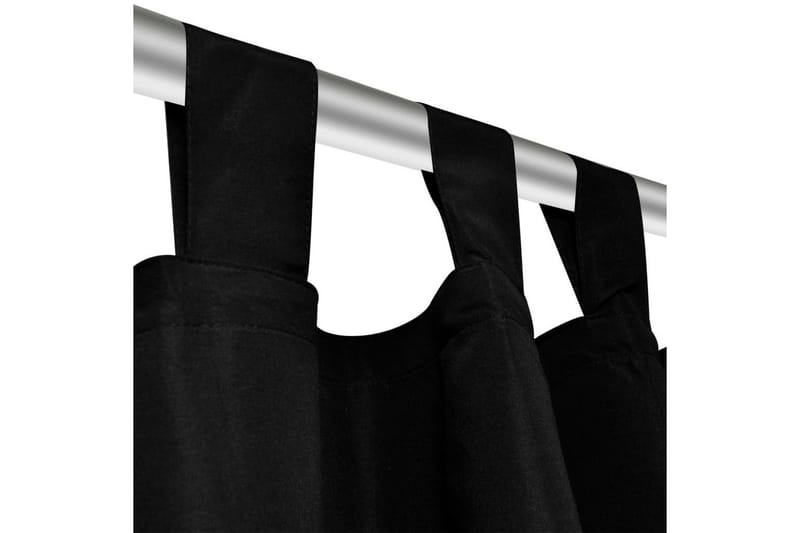 2-pack gardiner med öglor i svart microsatin 140x245 cm - Textilier & mattor - Gardiner & gardinupphängning