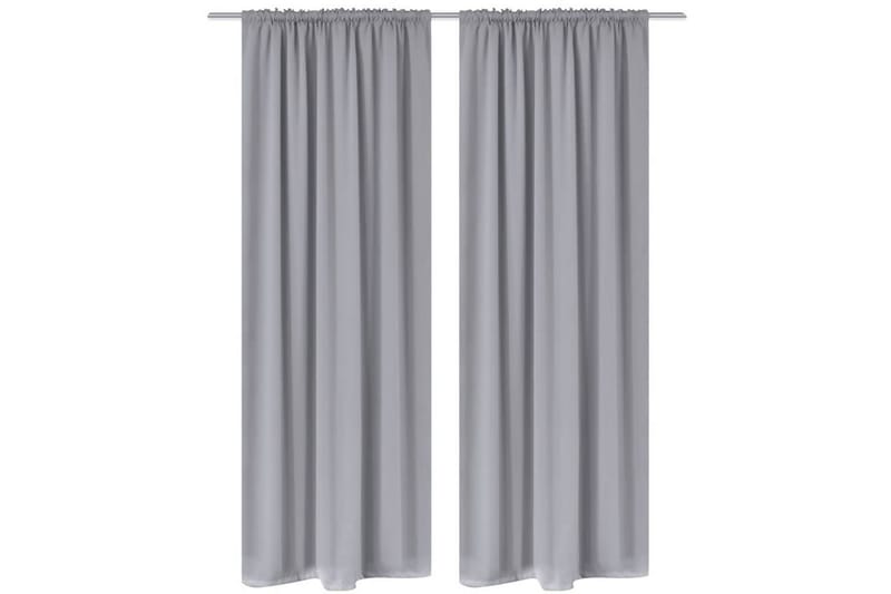 2-pack grå mörkläggningsgardiner med hyskupphängning 135x245 - Gardiner & gardinupphängning