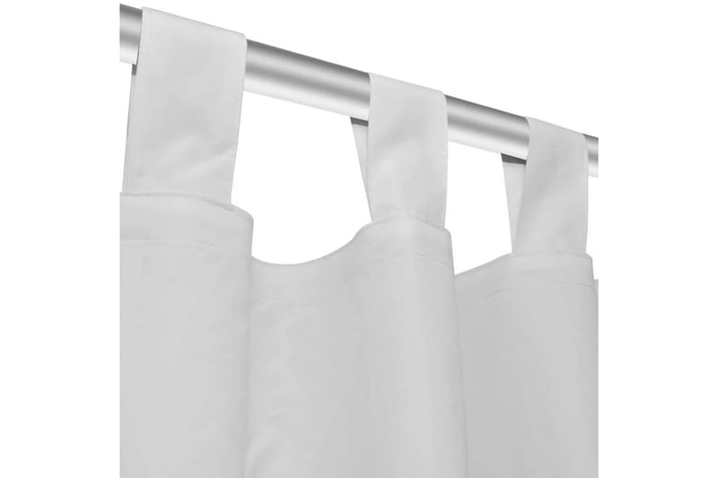 2-pack gardiner med öglor i vit microsatin 140x175 cm - Gardiner & gardinupphängning