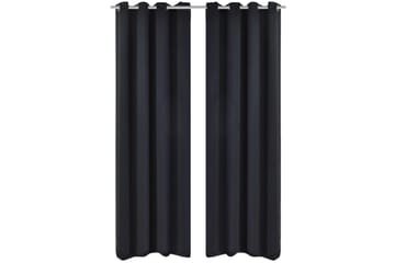 2-pack svarta mörkläggningsgardiner med metallringar 135x245