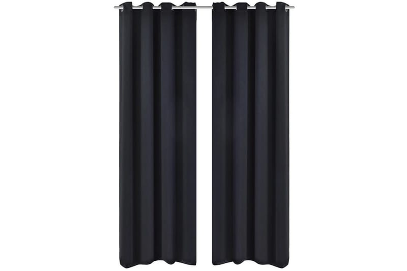 2-pack svarta mörkläggningsgardiner med metallringar 135x245 - Textilier & mattor - Gardiner & gardinupphängning