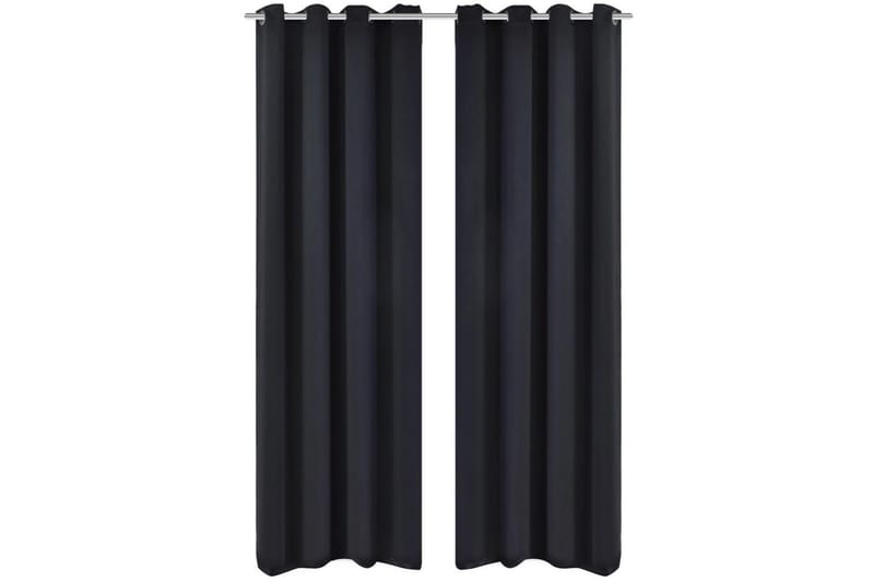 2-pack svarta mörkläggningsgardiner med metallringar 135x245 - Gardiner & gardinupphängning