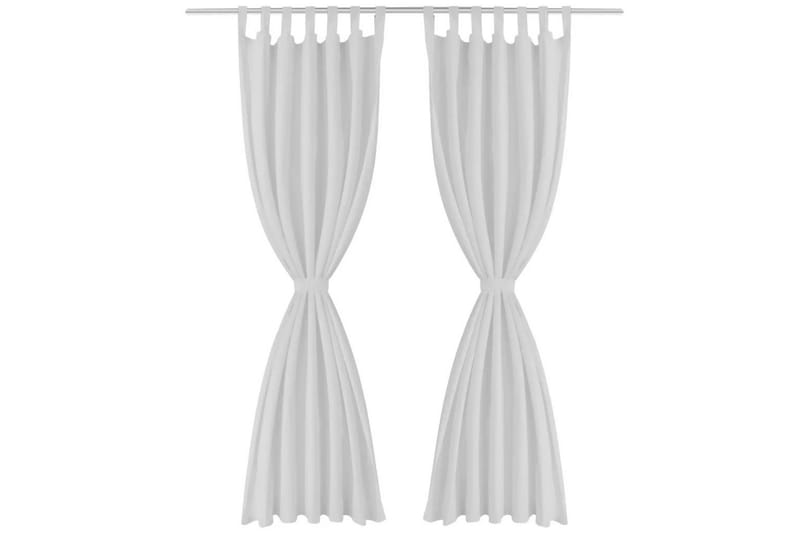 2-pack gardiner med öglor i vit microsatin 140x175 cm - Gardiner & gardinupphängning