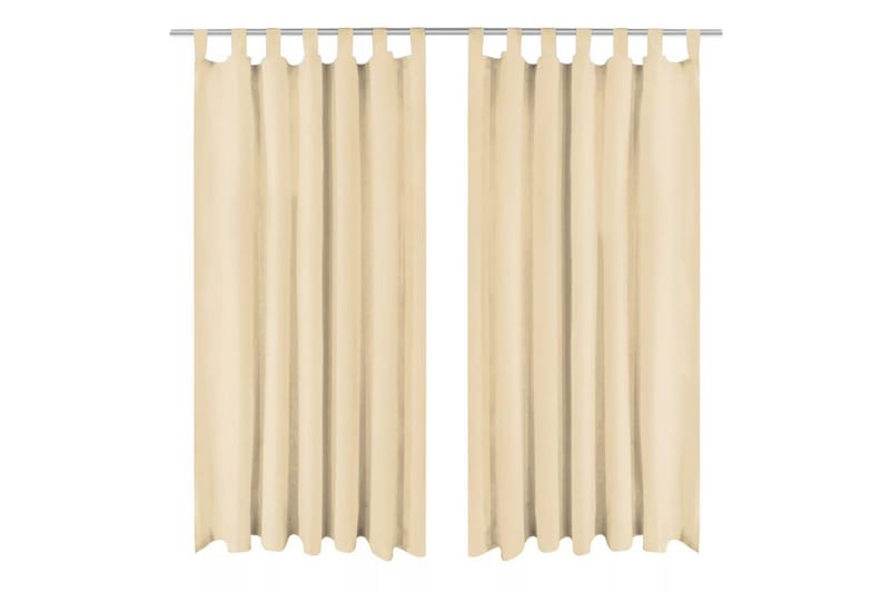 Gardiner i microsatin 2 st med öglor 140x175 cm beige - Beige - Textilier & mattor - Gardiner & gardinupphängning