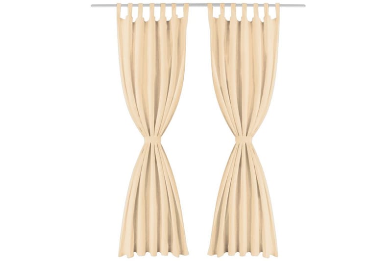 Gardiner i microsatin 2 st med öglor 140x175 cm beige - Beige - Textilier & mattor - Gardiner & gardinupphängning