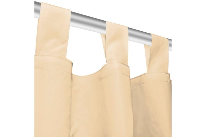 Gardiner i microsatin 2 st med öglor 140x175 cm beige - Beige - Textilier & mattor - Gardiner & gardinupphängning