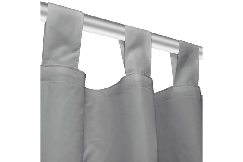 Gardiner i microsatin 2 st med öglor 140x175 cm grå - Grå - Textilier & mattor - Gardiner & gardinupphängning