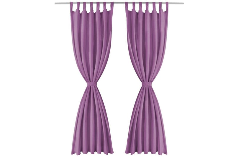 Gardiner i microsatin 2 st med öglor 140x175 cm lila - Lila - Textilier & mattor - Gardiner & gardinupphängning