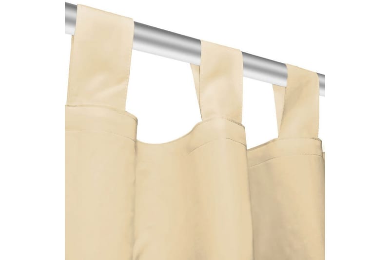 Gardiner i microsatin 2 st med öglor 140x225 cm beige - Beige - Gardiner & gardinupphängning