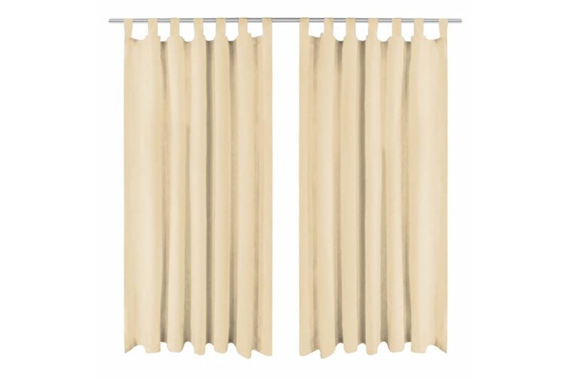 Gardiner i microsatin 2 st med öglor 140x225 cm beige - Beige - Gardiner & gardinupphängning