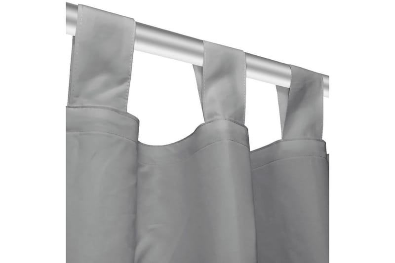 Gardiner i microsatin 2 st med öglor 140x225 cm grå - Textilier & mattor - Gardiner & gardinupphängning