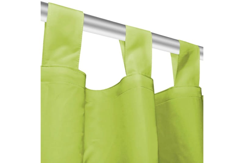 Gardiner i microsatin 2 st med öglor 140x225 cm grön - Grön - Textilier & mattor - Gardiner & gardinupphängning