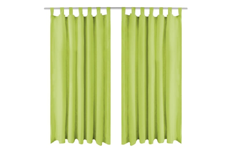 Gardiner i microsatin 2 st med öglor 140x225 cm grön - Grön - Textilier & mattor - Gardiner & gardinupphängning