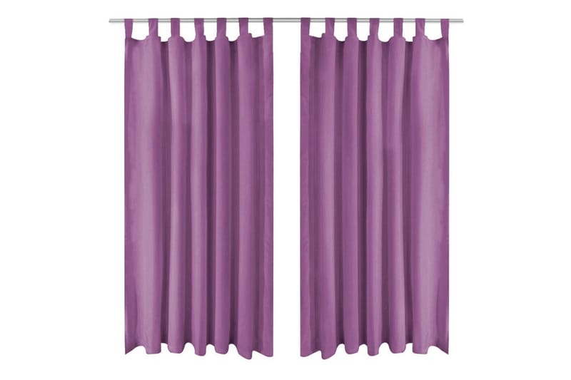Gardiner i microsatin 2 st med öglor 140x225 cm lila - Lila - Textilier & mattor - Gardiner & gardinupphängning
