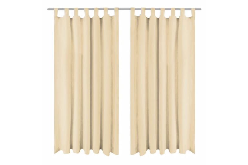 Gardiner i microsatin 2 st med öglor 140x245 cm beige - Textilier & mattor - Gardiner & gardinupphängning
