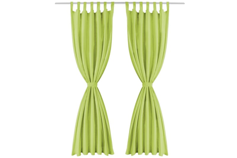 Gardiner i microsatin 2 st med öglor 140x245 cm grön - Textilier & mattor - Gardiner & gardinupphängning