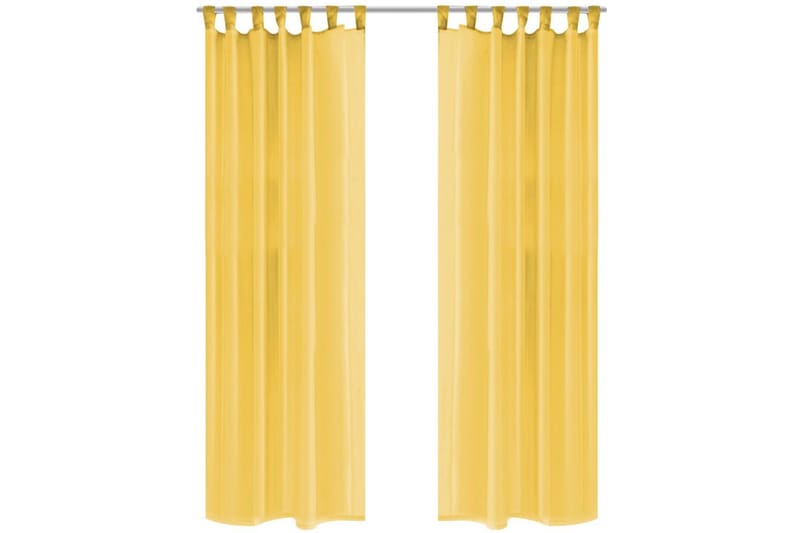 Gardiner i voile 2 st 140x175 cm gul - Gul - Gardiner & gardinupphängning